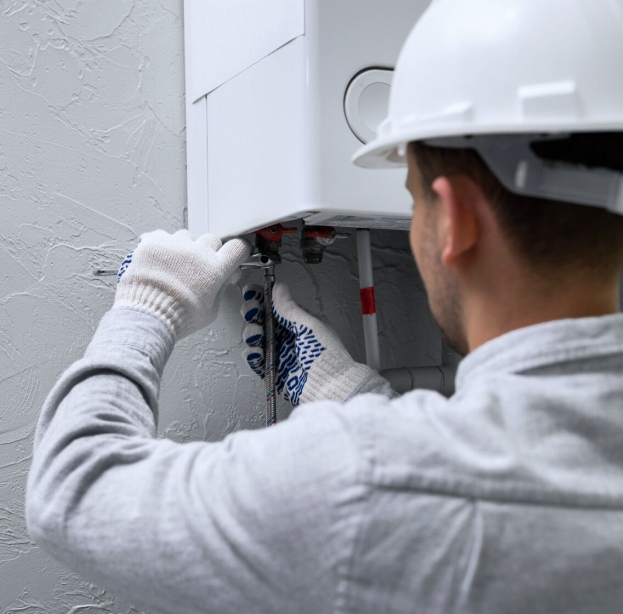 Man repairing ac unit